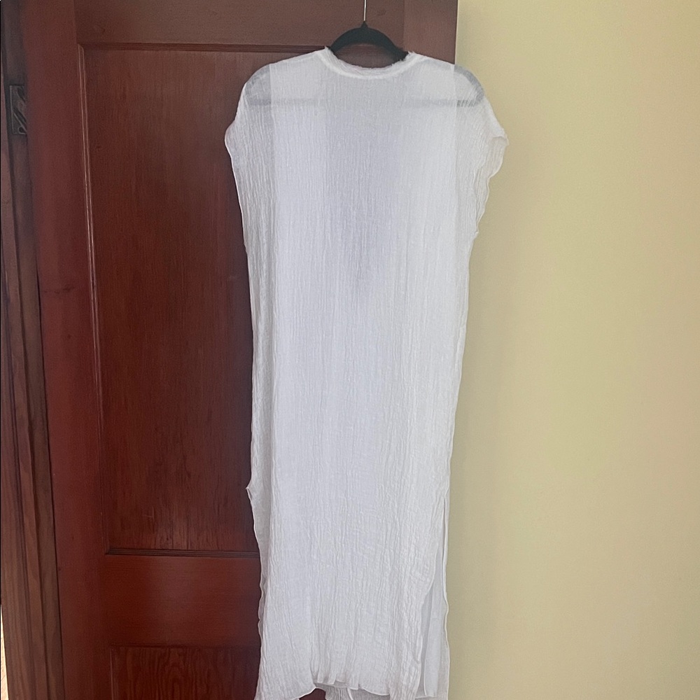 ZARA-White linen Sleeveless Maxi Dress - Lightweight Summer Dress